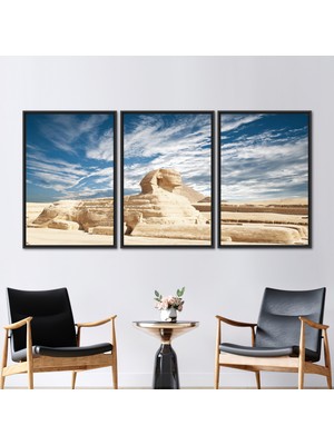 Kayra Export 3 Parçalı Siyah Çerçeveli Kanvas Tablo Şehir Şehir Meza Sanat Ünlü Piramit Posteri