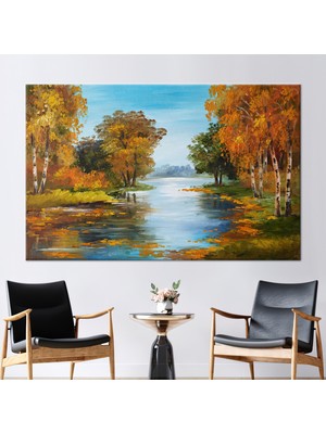 Kayra Export 1 Parça Kanvas Tablo Sonbahar Manzara Resmi Sonbahar Baskılı Orman Manzarası Kanvas Poster