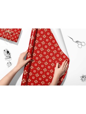 Hrs 50 x 70 cm Yeni Yıl Yılbaşı Noel Kar Tanesi Temalı Hediye Paketleme Ambalaj Kağıdı (6’lı Paket)