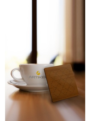 Artikel Desen Kesimli Ahşap Bardak Altlığı 6'lı Takım  -9