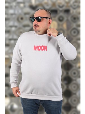 Moc Grande Mocgrande Büyük Beden Erkek Sweat Moon 22731 Taş Gri