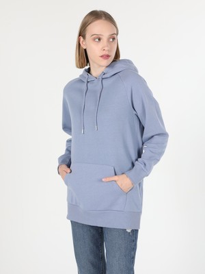 Regular Fit Kapüşonlu Mor Kadın Sweatshirt