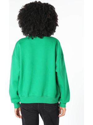 Colin's Regular Fit Baskılı Yeşil Kadın Sweatshirt