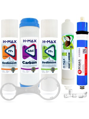 H-MAX Reverse Osmosis System Lg Membranlı Açık Kasa Su Arıtma 5'li Filtre Seti - 0036