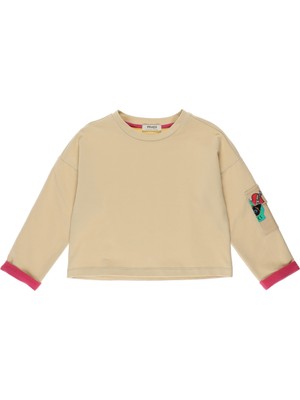 Panço Kız Çocuk Kol Cep Detaylı Beli Lastikli Sweatshirt