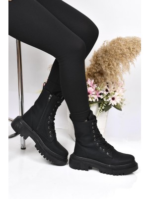 Mp 222-2770 Siyah Fermuarlı Kadın Düz Bot Ayakkabı