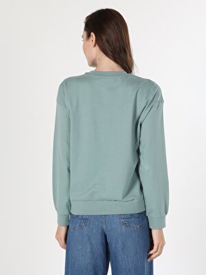 Colin's Regular Fit Baskılı Yeşil Kadın Sweatshirt