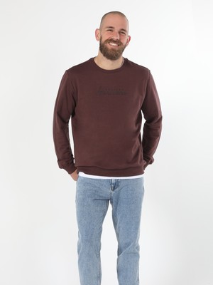 Colin's Regular Fit Baskılı Mor Erkek Sweatshirt