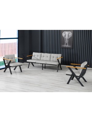 Dekoroom's 3+1+1 Zeta Bahçe Takımı, Balkon, Bahçe, Cafe Mobilyası, Süngerli Metal Çay Seti