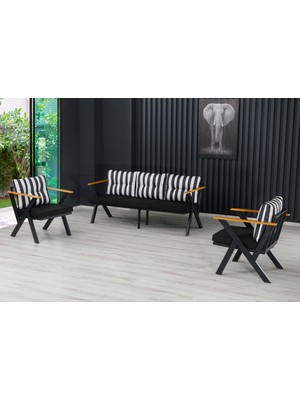 Dekoroom's 3+1+1 Zeta Bahçe Takımı, Balkon, Bahçe, Cafe Mobilyası, Süngerli Metal Çay Seti