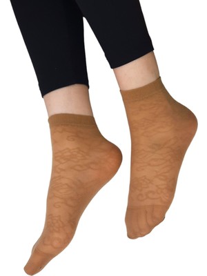 Black Arden Socks Kadın Fantazy  Tek Çift Tenrengi Desenli 36-41 Numara  Ince Kısa Çorap BT-0690