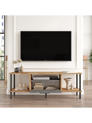 Robin Home Petra Metal Tv Ünitesi Kapaklı 120CM Atlantik Çam-Beton