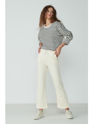 C&city Wide Leg Ispanyol Paça Eşofman Altı 904 Krem
