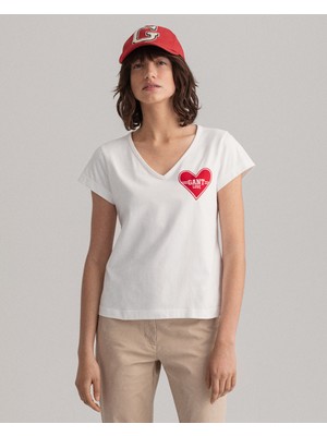 Gant Kadın Beyaz Logolu T-Shirt 4200239.110