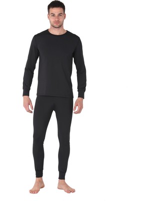 Thermoform Erkek Termal İçlik Set Siyah Sentetik Malzeme Yüksek Nefes Alma Özelliği