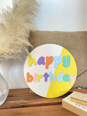 Windly Concept Happy Birthday Doğum Günü Dekoru Doğum Günü Süsü Duvar Dekoru 30 cm Çap