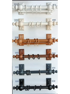 Su Perisi Perde Beyaz Tek Raylı Ahşap Rustik 170 cm
