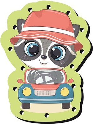 Volee Craft Voleecraft Ahşap Eğitici Eğlenceli Renkli Baskılı Arabalı Hayvanlar Ip Geçirme Oyunu, Montessori Oyuncak