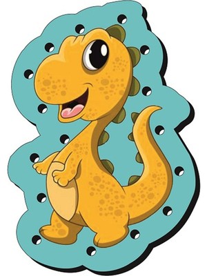 Volee Craft Voleecraft Ahşap Eğitici Eğlenceli Renkli Baskılı Dinozorlar Ip Geçirme Oyunu, Montessori Oyuncak