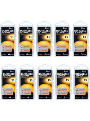 Duracell 13 Numara Işitme Cihazı Pili 10 Paket 60 Adet Kulaklık Pili 13 Numara Pil