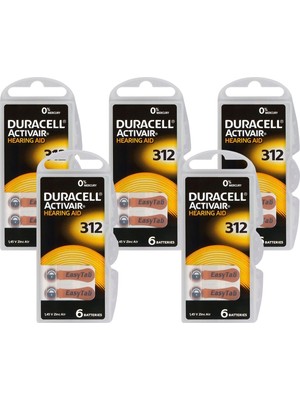 Duracell 312 Numara Işitme Cihazı Pili 5 Paket 30 Adet Duracell Kulaklık Pili 312 Numara Pil