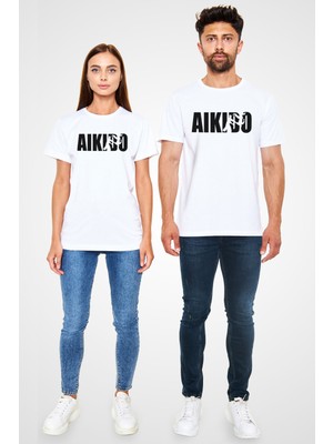 Aikido Baskılı Unisex Beyaz T-Shirt