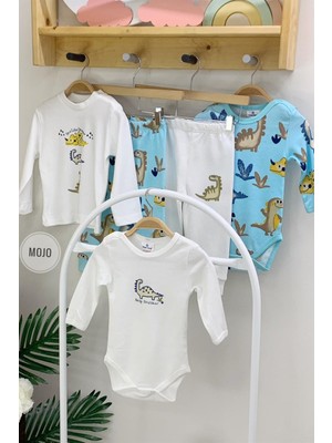 Mojo Bebek Mojo Erkek Bebek Dino 2'li Tek Alt 6650 Beyaz-Mavi