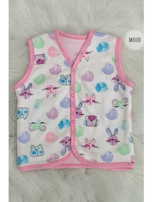 Mojo Kız Bebek Animals&Balon Figürlü Yelek LG6687 Pembe