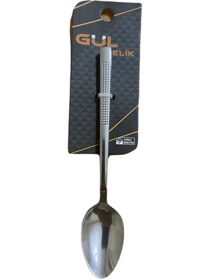 Gül Çelik Kare Desenli Tatlı Kaşığı (6 Parça)