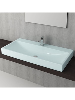 Bocchi Scala Tezgah Üstü Lavabo 100 cm Mat Buz Mavi