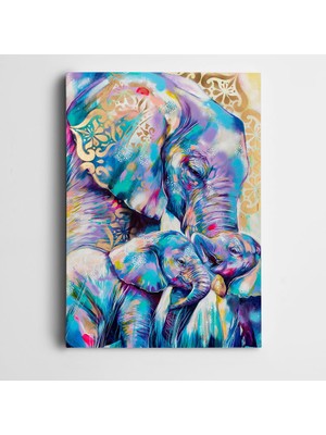 Dekolata Fil Ailesi Kanvas Tablo