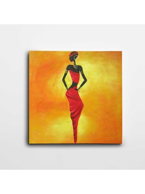 Dekolata Afrikalı Kadın Kare Kanvas Tablo