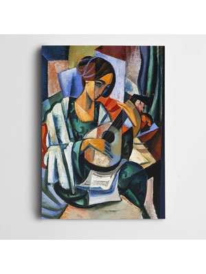 Dekolata Mandolinli Kadın Dekoratif Kanvas Tablo