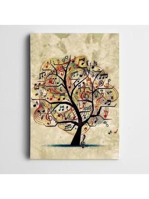 Dekolata Ağaçta Notalar Modern Kanvas Tablo