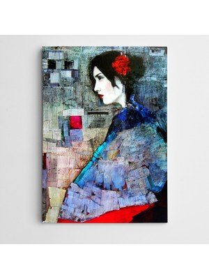 Dekolata Geyşa Modern Sanat Kanvas Tablo