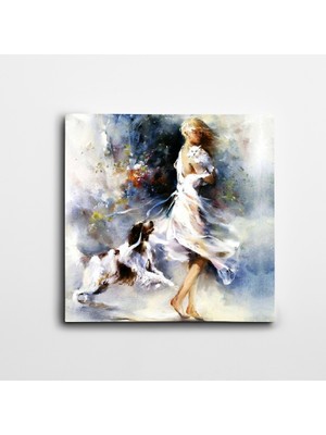 Dekolata Beyaz Modern Sanat Kare Kanvas Tablo