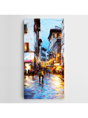 Dekolata Sokak ve Işıklar Panoramik Kanvas Tablo