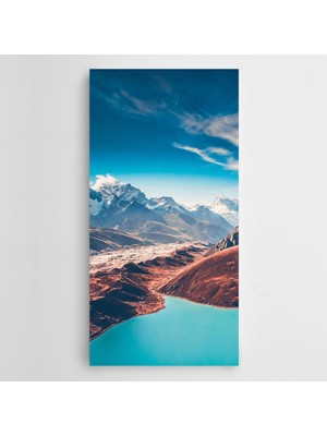 Dekolata Göl ve Sıralı Dağlar Vintage Panoramik Kanvas Tablo