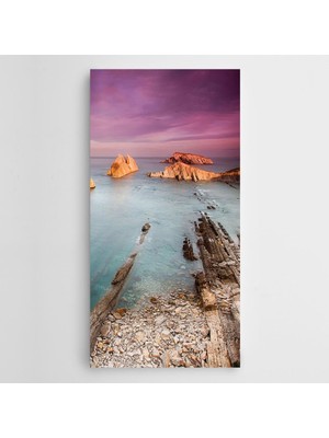 Dekolata Deniz Kıyısında Kayalıklar Panoramik Kanvas Tablo