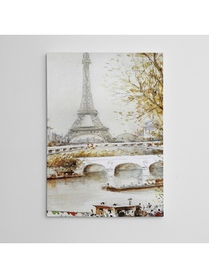 Dekolata Eyfel Kulesi Suluboya Kanvas Tablo