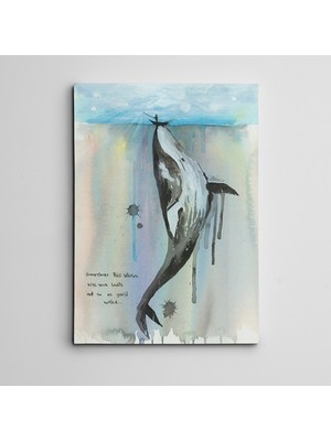 Dekolata Balina ve Kayık Mini Kanvas Tablo