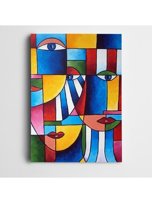 Dekolata Dekoratif Renkli Yüzler Kanvas Tablo