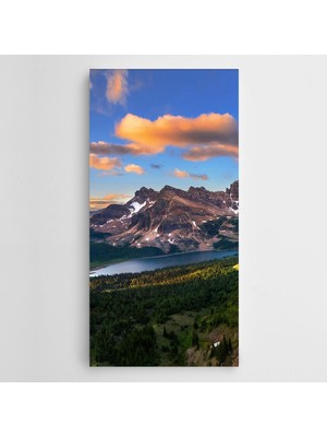 Dekolata Ağaçlar Nehir Dağlar Panoramik Kanvas Tablo