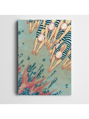 Dekolata Yüzücüler ve Balıklar Kanvas Tablo