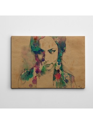 Dekolata Kadın Portresi Renkli Kanvas Tablo