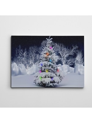 Dekolata Kar Manzara Işıklı Kanvas Tablo