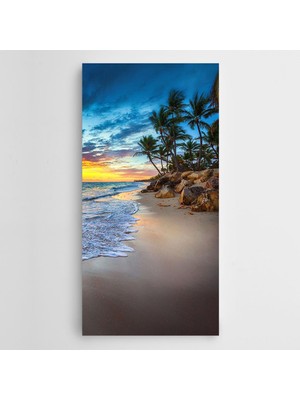 Dekolata Palmiyelere Uzanan Dalgalar Kanvas Tablo