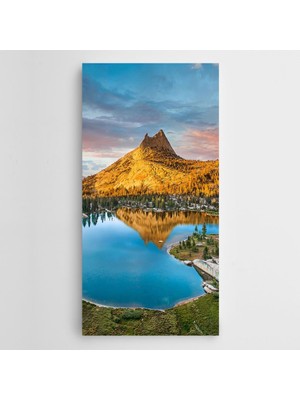 Dekolata Çam Ağaçları Göl Panoramik Kanvas Tablo