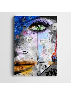 Dekolata Yeşil Gözlü Kadın Dekoratif Kanvas Tablo