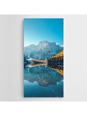 Dekolata Göle Yansıyan Dağ ve Ağaçlar Kanvas Tablo